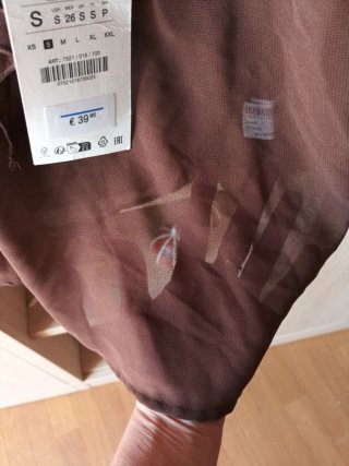 Top Zara volantes encaje marrón