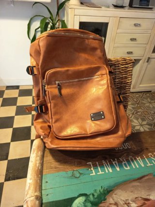 Mochila Marrón Cuero Sintético