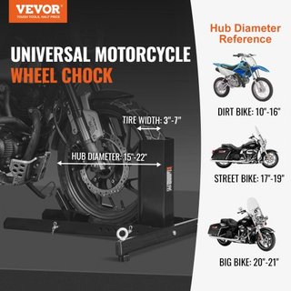 Soporte de Motocicleta Chock de Rueda para Neumático Frontal o Trasero Tamaño 15