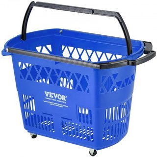 Cestas de Compras, 6PCS, Carritos de Compras de 39L con Mangos, Cesta de Compras Rodante de Plástico con Ruedas, Conjunto de Cestas de Compras Portátiles Grandes para Supermercados, Tiendas Minori...