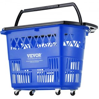 Cestas de Compras, 6PCS, Carritos de Compras de 39L con Mangos, Cesta de Compras Rodante de Plástico con Ruedas, Conjunto de Cestas de Compras Portátiles Grandes para Supermercados, Tiendas Minori...