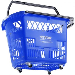 Cestas de Compras, 6PCS, Carritos de Compras de 39L con Mangos, Cesta de Compras Rodante de Plástico con Ruedas, Conjunto de Cestas de Compras Portátiles Grandes para Supermercados, Tiendas Minori...