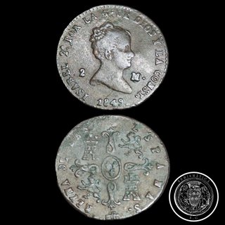 Moneda 2 Maravedís Isabel II 1849