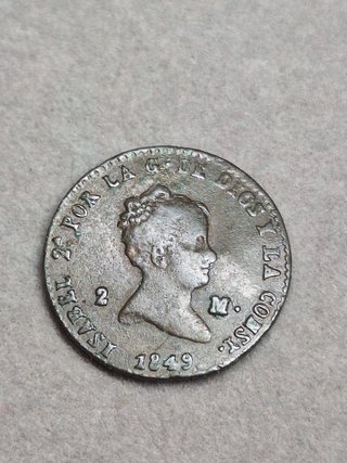Moneda 2 Maravedís Isabel II 1849