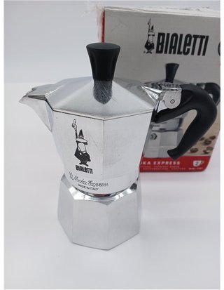 Bialetti - Moka Express: Icónica Cafetera Italiana para Espresso - Auténtico Café Italiano - 2 Tazas (90 Ml) - Aluminio - Plata