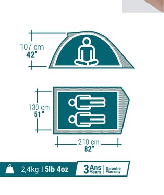 Tienda campaña 2 personas Decathlon
