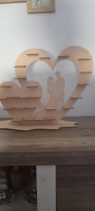 Maqueta Corazón Madera Novios para Pintar
