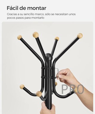 Perchero de pie de metal con ganchos