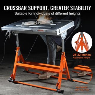 Mesa de Soldadura 76.2 cm x 50.8 cm, Capacidad de Carga de 181.4 kg, Mesa de Trabajo de Acero para Soldadura sobre Ruedas, Banco de Trabajo Plegable con Tres Ranuras de 2.8 cm, 3 Ángulos de Inclin...