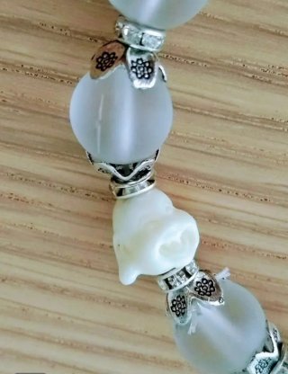 Pulsera Elefante y Buda Plata y Blanco