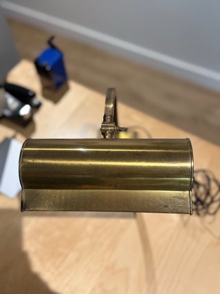 Lámpara de escritorio vintage latón y madera