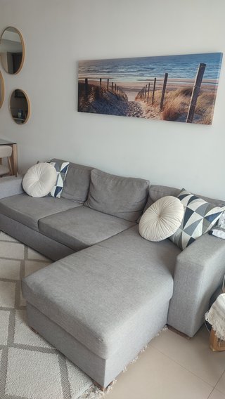 Sofá Cama 3 Plazas Chaise Longue Izquierda Gris