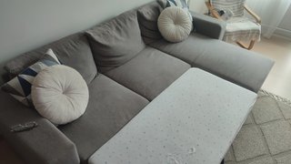 Sofá Cama 3 Plazas Chaise Longue Izquierda Gris