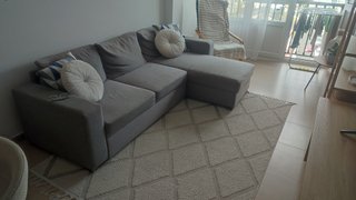Sofá Cama 3 Plazas Chaise Longue Izquierda Gris