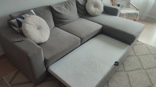 Sofá Cama 3 Plazas Chaise Longue Izquierda Gris