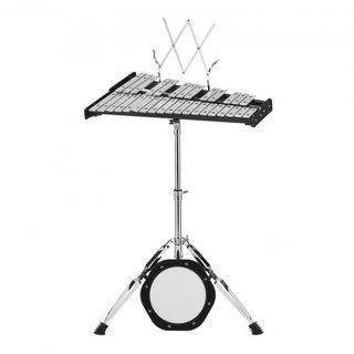 Kit di campane glockenspiel a 32 note, set di strumenti a percussione professionale con bacchette, bacchette, supporto musicale, cuscinetto per la pratica da 203 mm/8", supporto regolabile...