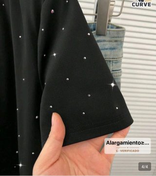 Camiseta negra Shein con strass Talla 4XL. NUEVA