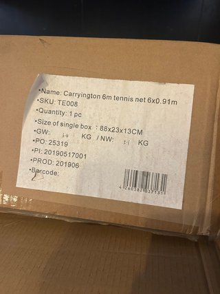Kit Tenis - Red y Postes Carrington- 6mx0.90