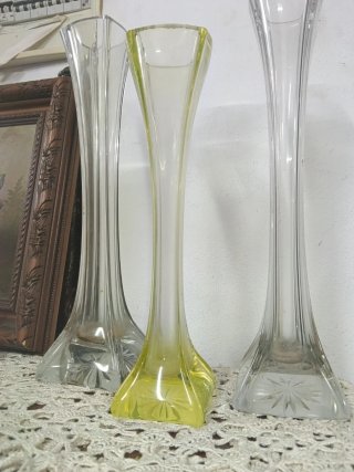 Conjunto 3 Floreros Art Deco Uranio