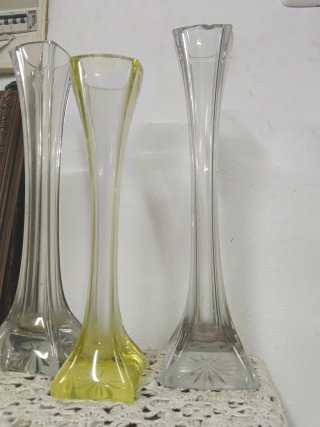 Conjunto 3 Floreros Art Deco Uranio