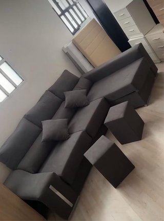 Sofá Chaiselongue Gris Tela 450€