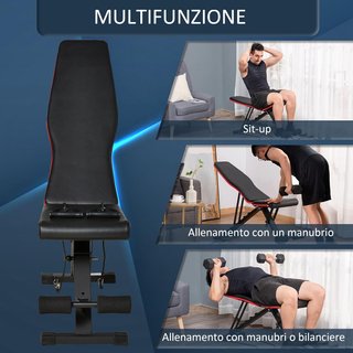 Banco Multifuncional 2 en 1 Con Inclinación Regulable, Banco para Abdominales y Pesas Acolchado Con Cuerdas Elásticas para Casa y Gimnasio, Negro