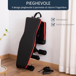 Banco Multifuncional 2 en 1 Con Inclinación Regulable, Banco para Abdominales y Pesas Acolchado Con Cuerdas Elásticas para Casa y Gimnasio, Negro
