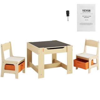 Conjunto de Mesa y Sillas para Niños, Mesa de Actividades de Madera con Espacio de Almacenamiento y Cajas, Mesa de Juego para Niños Pequeños para Arte, Manualidades, Lectura, Aprendizaje