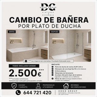 CAMBIO BAÑERA POR PLATO DUCHA - REFORMAS