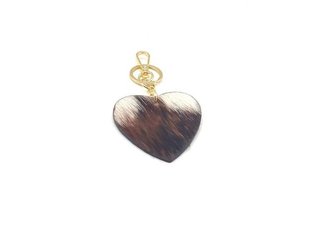 Llavero Corazón Pelo Marrón y Blanco
