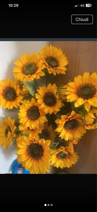4 steli fiori finti girasole
