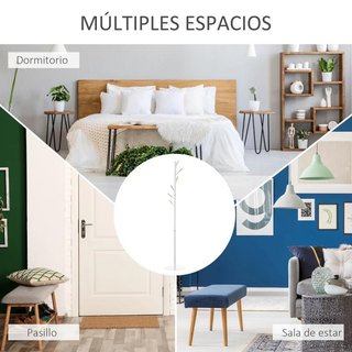 Perchero Pie Madera 6 Ganchos Blanco 174cm
