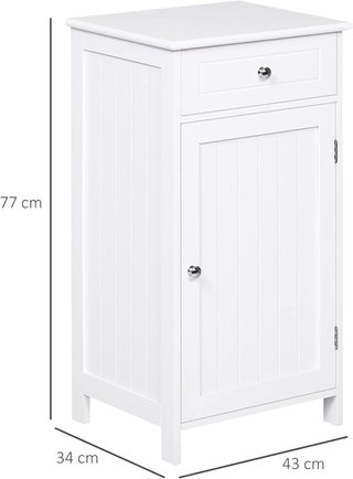 Mueble Armario 2 Cajones, Mueble de Baño Diseño Antivuelco de Baño en MDF, 43X34X77 Cm, Blanco