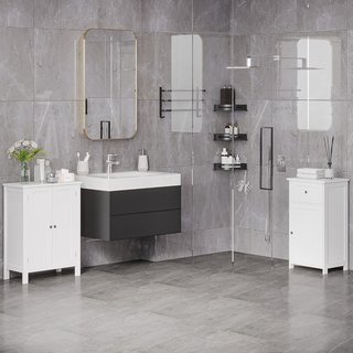 Mueble Armario 2 Cajones, Mueble de Baño Diseño Antivuelco de Baño en MDF, 43X34X77 Cm, Blanco