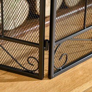 Parascintille Caminetto Con 3 Pannelli Pieghevoli in Metallo E Acciaio Negro 105X1.6X80.5Cm