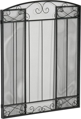 Parascintille Caminetto Con 3 Pannelli Pieghevoli in Metallo E Acciaio Negro 105X1.6X80.5Cm
