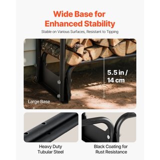 Soporte para leña exterior de 2.4m con cubierta, 244 cm x 36 cm x 117 cm, soporte de leña de alta resistencia y cubierta impermeable de Oxford 600D para chimenea, patio, almacenamiento de troncos ...