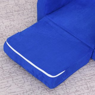 Poltrona Letto 2 in 1 per Camera Infantile con Imbottitura e Rivestimento in Flanella Blu, Max. 65 Kg, 47X45X38Cm