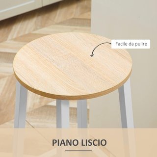 Conjunto de 2 Taburetes de Madera y Acero, Taburetes de Cocina con Reposapiés para Sala de Estar, Comedor, Cocina y Bar, Estilo Industrial, 32.5X32.5X65 Cm, Blanco y Color Madera