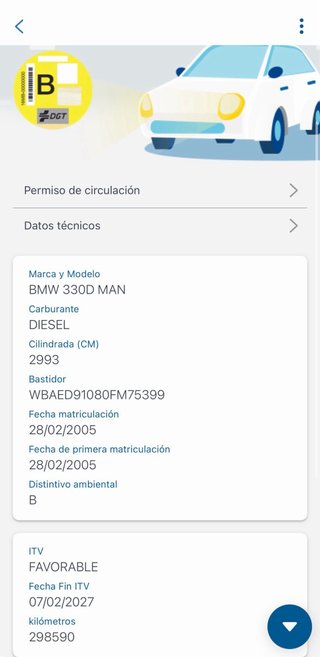 BMW Serie 3 E46 330d 204cv año2005.Etiqueta B