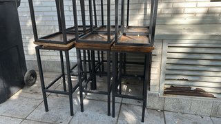 Banqueta alta madera y aluminio