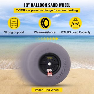 Ruedas de Playa Inflables, Neumáticos de Arena de Reemplazo de 33 cm, Neumáticos de TPU para Carro de Kayak, Carro de Canoa y Buggy con Bomba de Aire Gratis, Paquete de 2