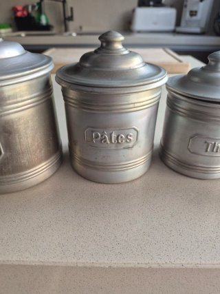 Lote 6 tarros aluminio o peltel cocina
