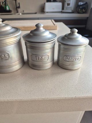 Lote 6 tarros aluminio o peltel cocina