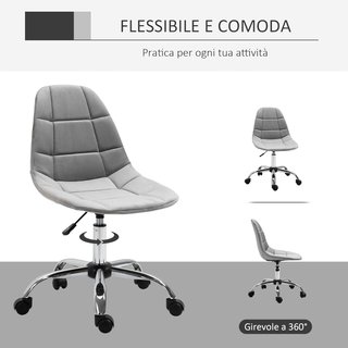 Silla Giratoria, Diseño Ergonómico y Regulable Sin Brazos, Gris, 59X59X81-91Cm