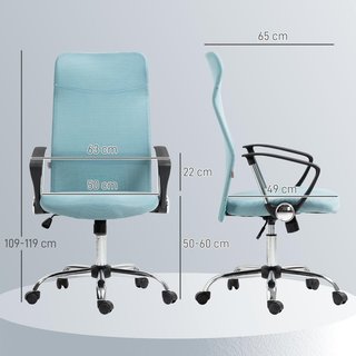 Silla Ergonomica De Oficina Giratoria Y Balanceo Con Ruedas, Altura Ajustable Y Respaldo De Malla, 63X65X109-119 Cm, Verde Claro