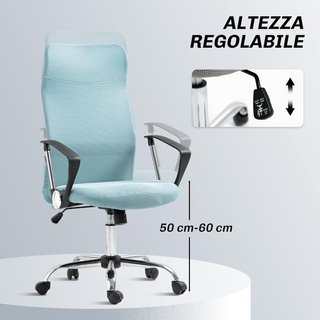 Silla Ergonomica De Oficina Giratoria Y Balanceo Con Ruedas, Altura Ajustable Y Respaldo De Malla, 63X65X109-119 Cm, Verde Claro