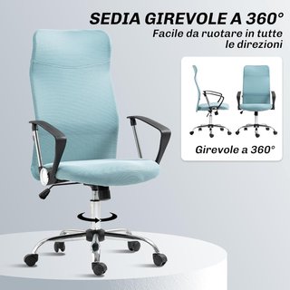 Silla Ergonomica De Oficina Giratoria Y Balanceo Con Ruedas, Altura Ajustable Y Respaldo De Malla, 63X65X109-119 Cm, Verde Claro