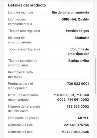 Amortiguadores MEYLE DELANTEROS Ford Focus