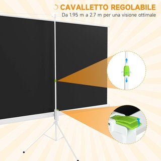 Pantalla de Proyector de 100 Pulgadas 4K HD Formato 16:9 con Trípode Plegable y Altura Ajustable, Pantalla de Proyector Portátil, Gran Ángulo de 160 Grados, para Casa, Hogar, Cine, Exterior, Blanco